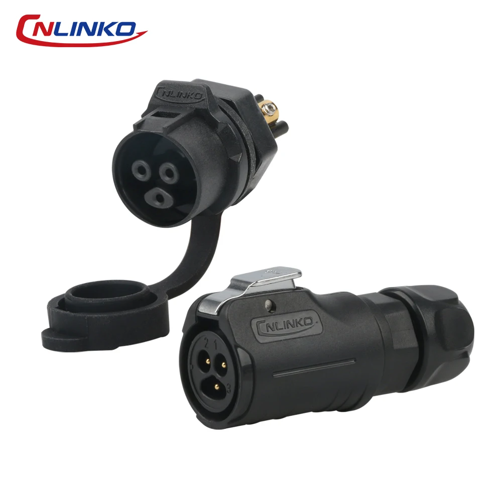 CNLINKO LP12 3 Pin Screw Locking Plastic Waterproof Connector for LED Lighting Outdoor Stage Solar Panel Industrial Machinery