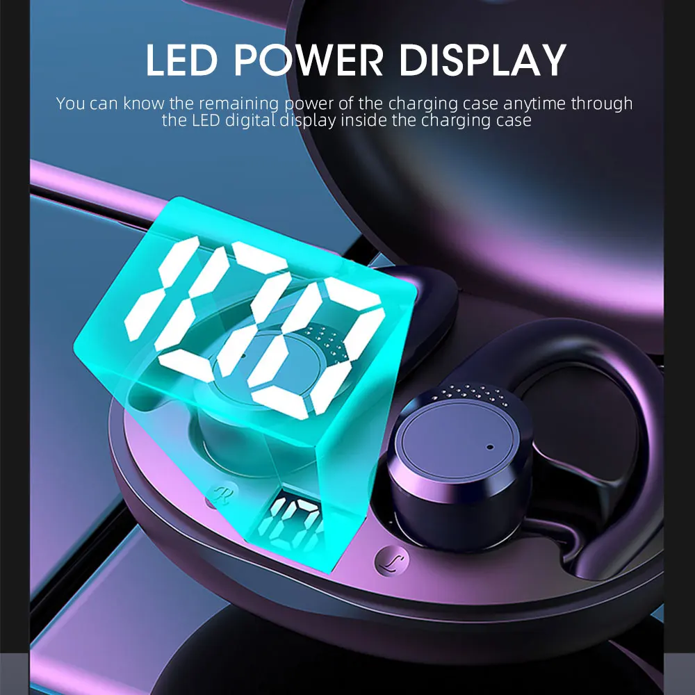 سماعة لاسلكية تعمل بالبلوتوث 5.2 سماعات أذن TWS مقاوم للماء سماعات رياضية لاسلكية حقيقية HiFi إلغاء الضوضاء في الأذن الأذن هوك مع هيئة التصنيع العسكري