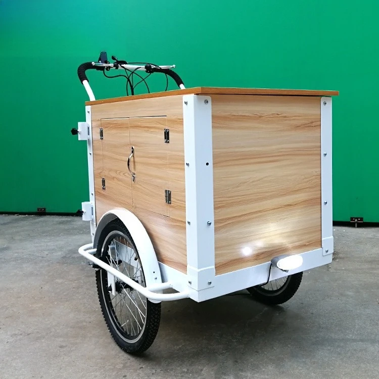 Electric upside down donkey takeaway bicycle mall street view coffee milk tea sale human pedal tricycle view 5