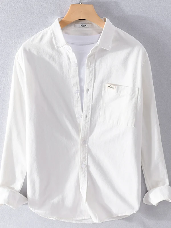 

Мужская хлопковая рубашка с длинным рукавом для весны и лета, повседневная, не требующая глажки, легко сочетается, молодежная, модная, белая, приталенная, с вышивкой и пуговицами