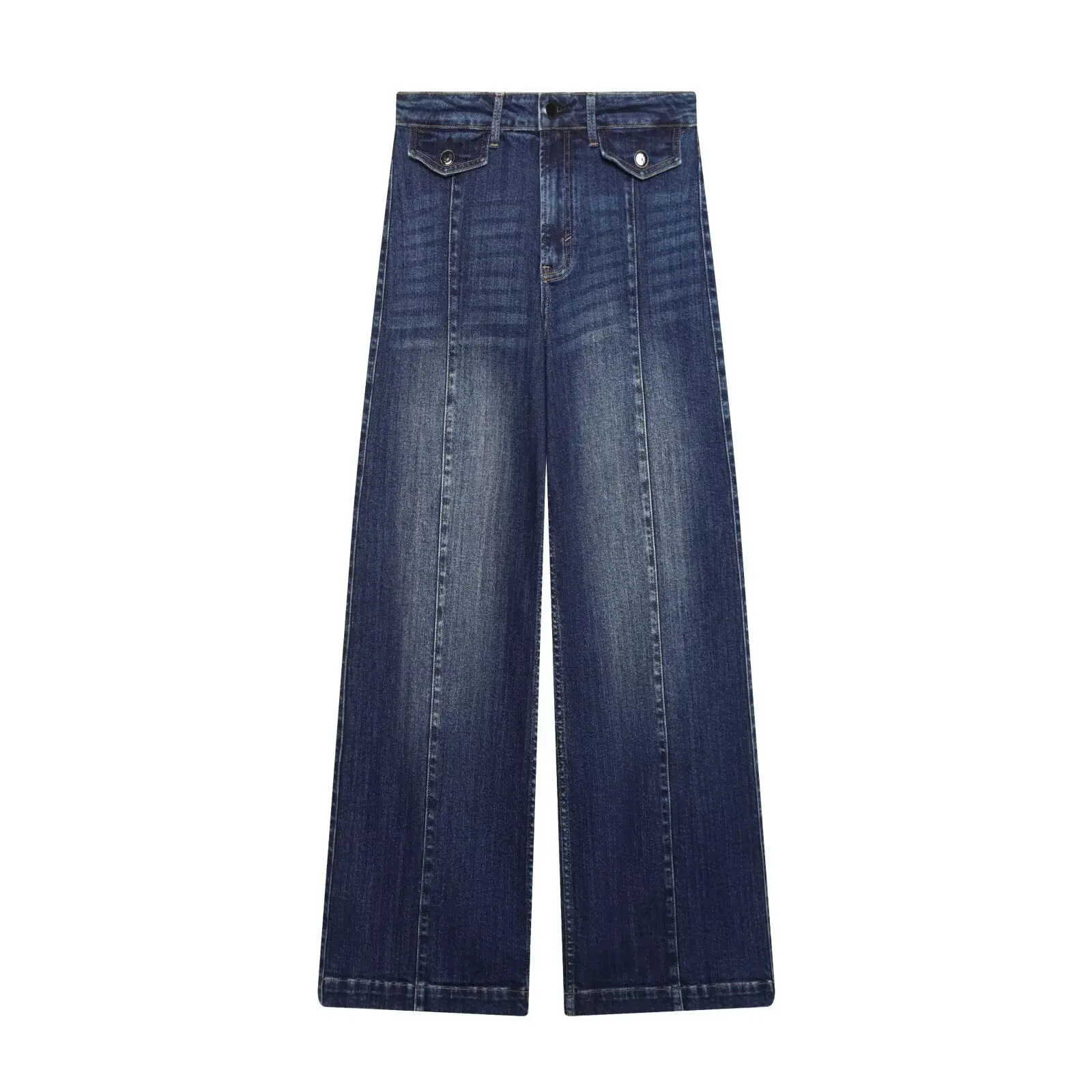 

Jenny&Dave Minimalist Fashion Woman Clothing Elegant Commuting Wide Leg Pants Loose Jeans 34-40 Mom Jeans Denim Pants