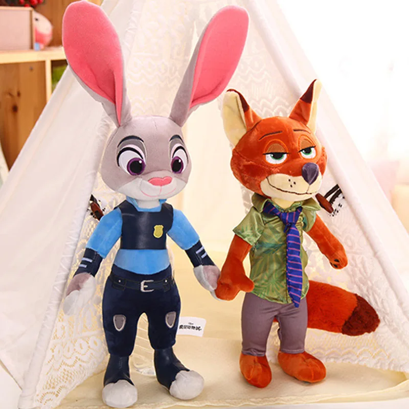 

HOT！40cm Cartoon Anime Movie Zootopia Plush Toy Fox Nick Wilde Rabbit Judy Hopps Doll Soft Stuffed Animals Xmas Gifts