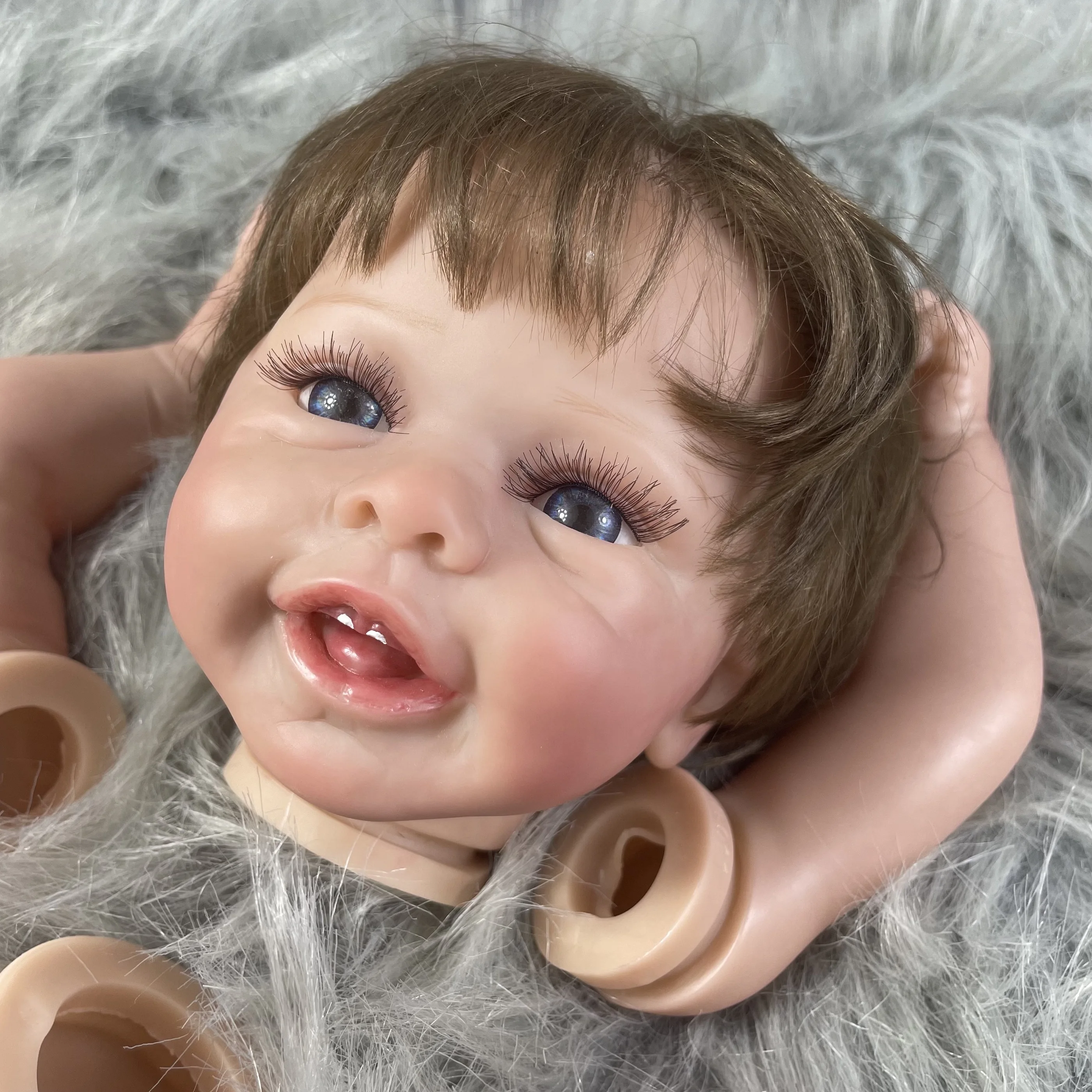 17 Inch Painted Vinyl Reborn Doll Kit Blossom With Hair Transplant and Eyelashes 3D Painted Skin Visible Veins Handmade Mold