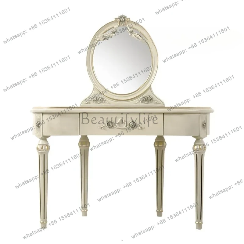 

yj32 Light luxury solid wood dresser American retro makeup table European style makeup table table stool combination