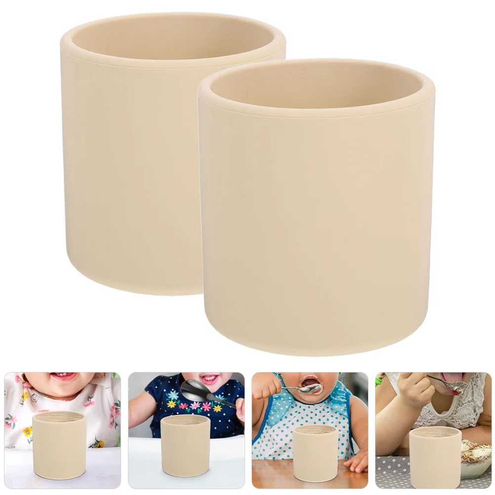 

2Pcs Silicone Toddler Cups Safe Drinking Trainer Nonslip Grip Ergonomic Design Kids Water Cup Silicone Cups for Kids