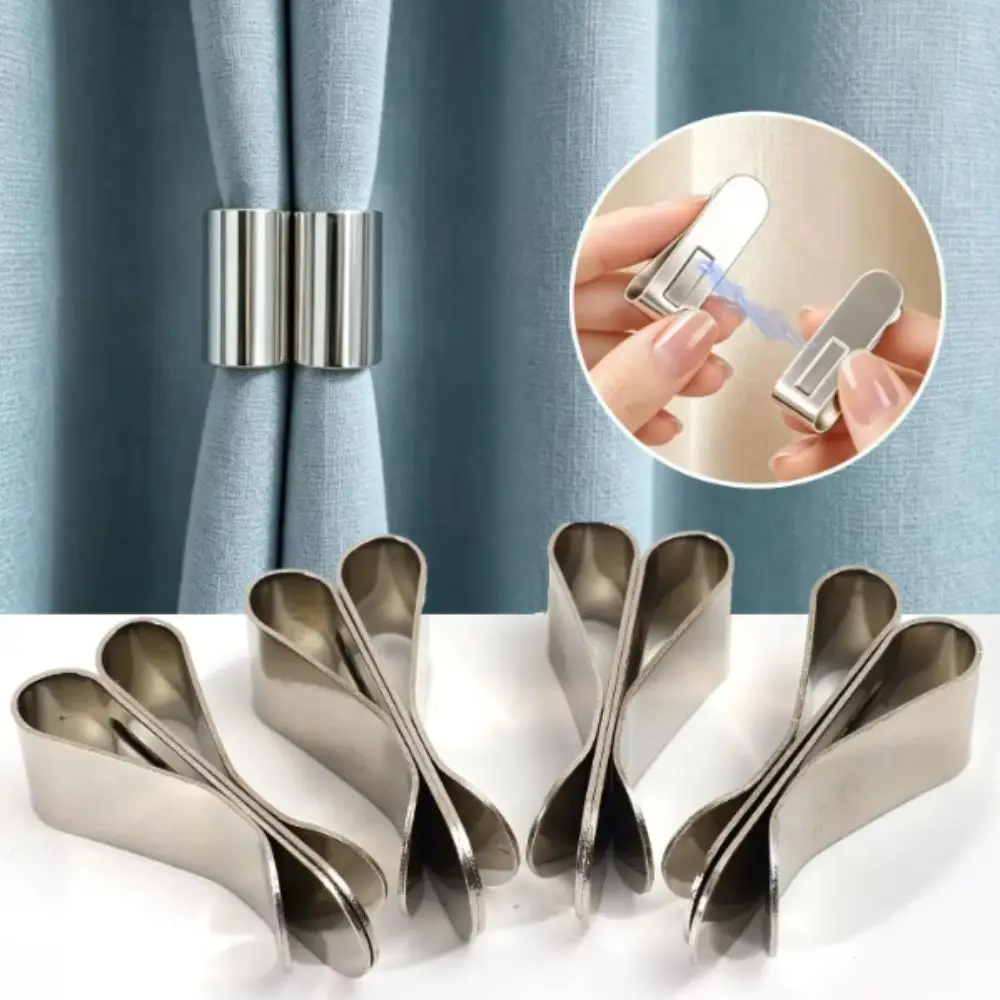 Magnetic Closure Curtain Clips Nail-Free Detachable Magnetic Curtain Clips Rust-proof Light-Blocking Blackout Curtain Clips