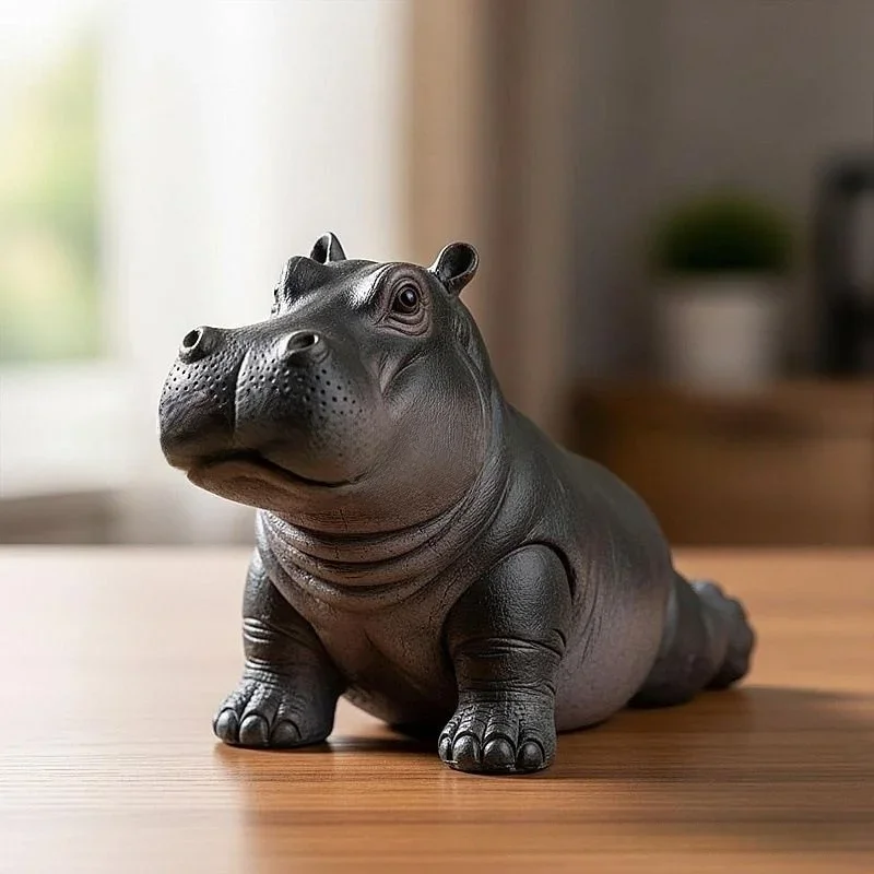 Cartoon Abstract Hippopotamus Resin Ornament Yoga Hippopotamus Crocodile Statue Home Office Desktop Ornament Decorative Item