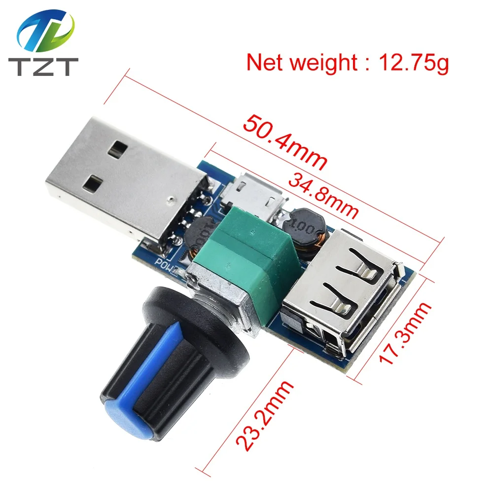 5V to 12V USB Fan Stepless Speed Controller Fan Governor Adjustable Potentiometer with Male Female USB Type-A Adapter image 2