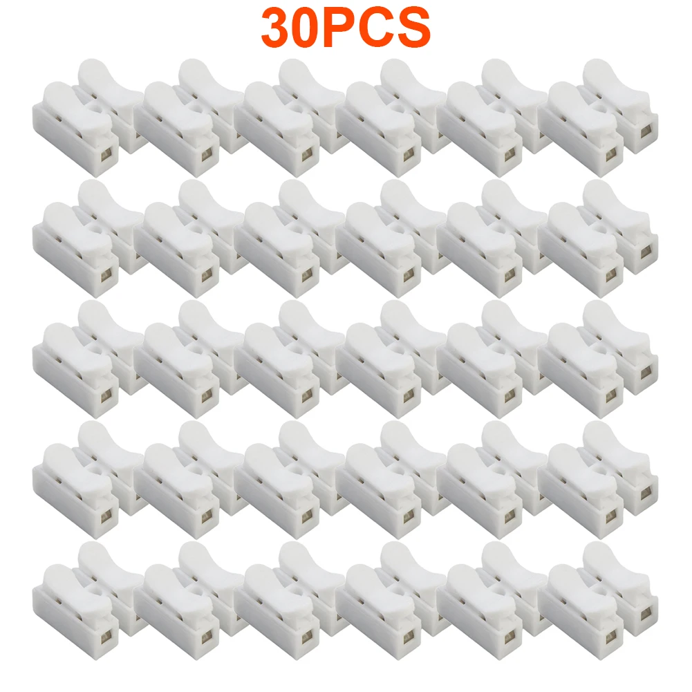 30Pcs CH2 Spring Quick Wire Connector Cable Clamp Terminal Block LED Strip Light  No Welding No Screws Crimp Connector