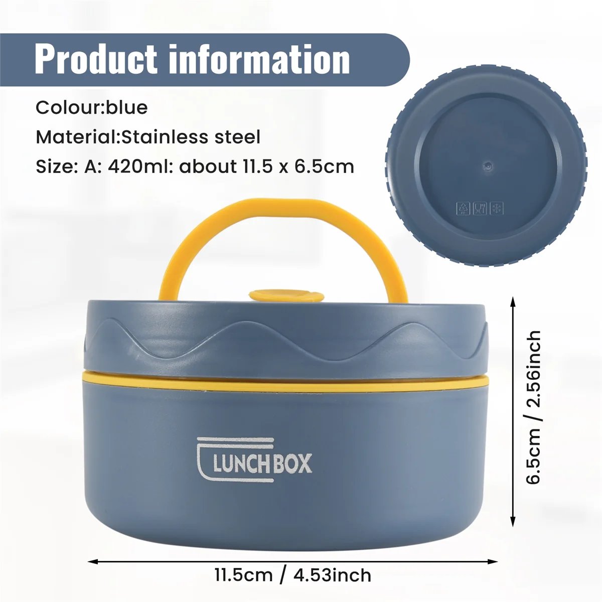X11AA حاوية غداء دافئة للطعام، حاوية غداء حرارية من الفولاذ المقاوم للصدأ، حاوية طعام حرارية محمولة بينتو، أزرق أ #6