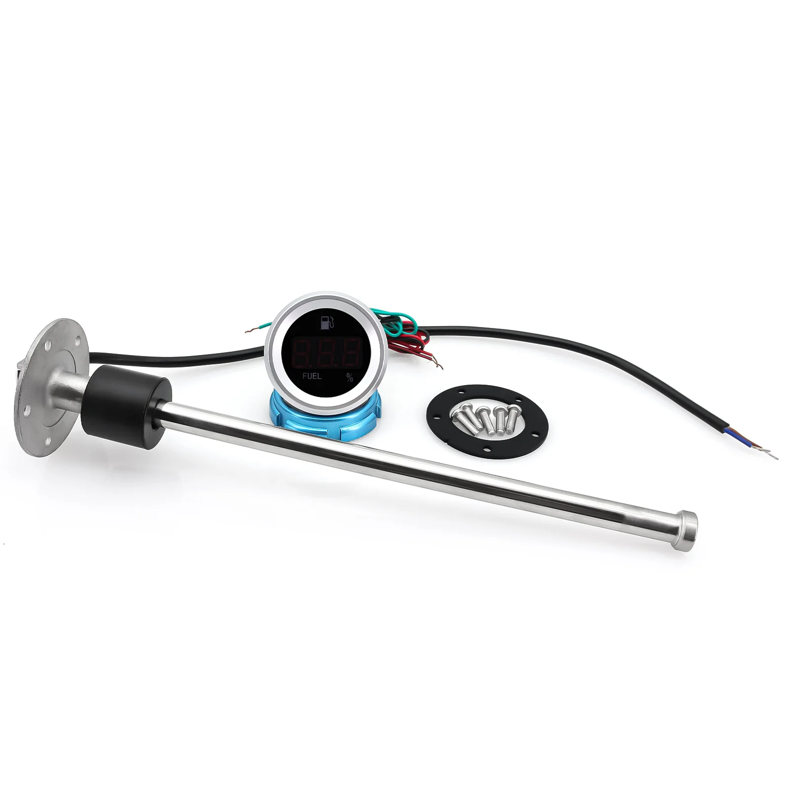 Red Light Digital 52mm Fuel Level Gauge+Fuel Level Sensor 100~600MM 0-190 Ohm Oil Tank Meter Indicator fit All Vehicle 12V24V