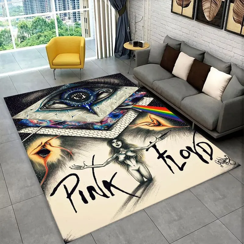 Music Pink F-Floyd Rock Band Non-Slip Area Rug for Living Room,Bedroom,Playroom,Soft Carpet Floor Mat Home Decor Rug  Room