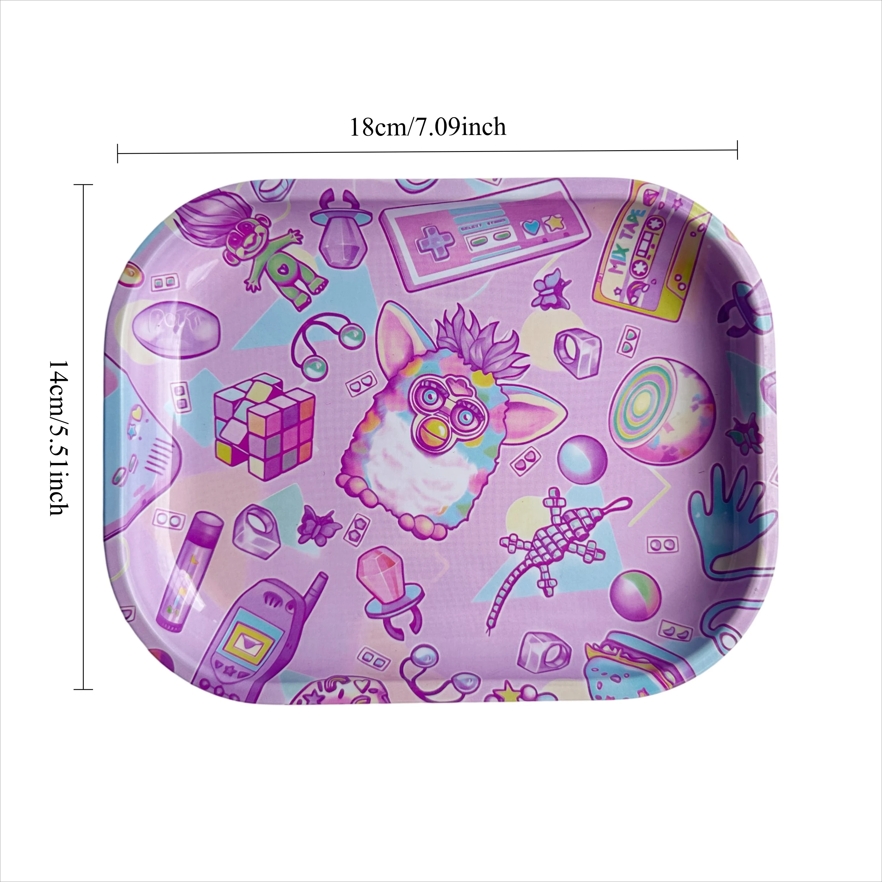 2 Pieces Cute Elf Cartoon Metal Rolling Tray and Herb Grinder Smoking Kit - Image 3