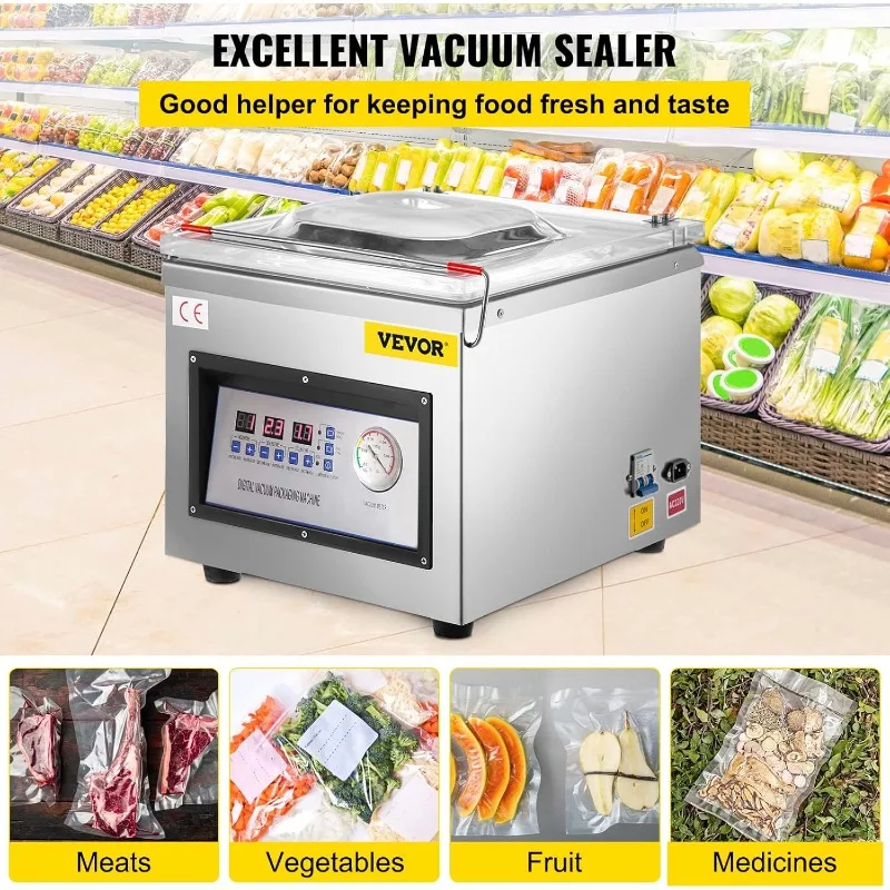 VEVOR Chamber Vacuum Sealer DZ-260C Kitchen Food Chamber Vacuum Sealer, 110V Packaging Machine Sealer for Food Saver