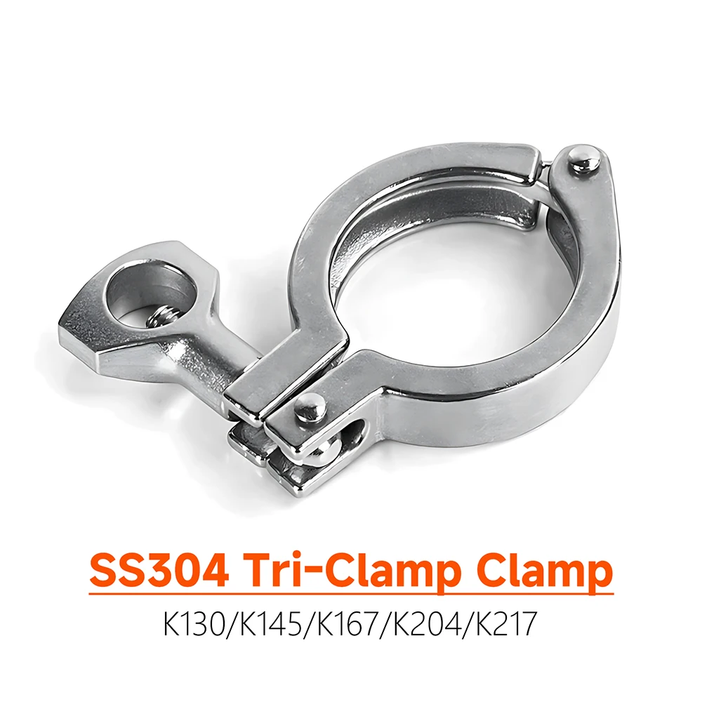 304 Stainless Steel Sanitary Tri Clover Clamp, Quick Release Tri Clamp Ferrule Clamp, Sanitary Pipe Fitting Ferrule OD 130~217mm