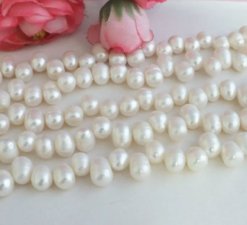 

Finally ! ! ! 5PCS AAA 8-9MM white water droplets shape dance Pearl Loose Beads 15"