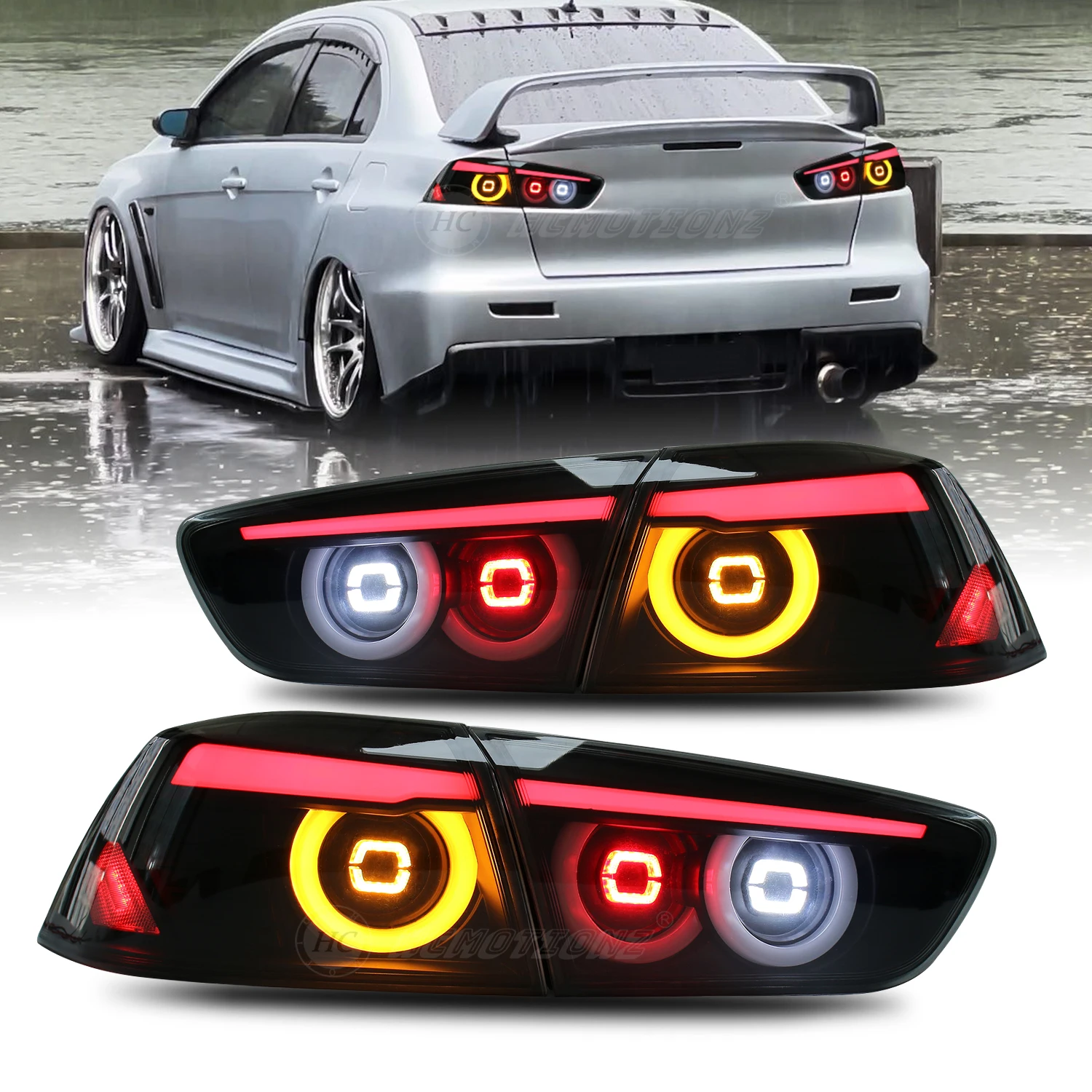 HCMOTIONZ LED Tail Lights For Mitsubishi Lancer Car Accessories High Quality 2008-2017 EVO X Smoked 4Pcs Rear Lamp