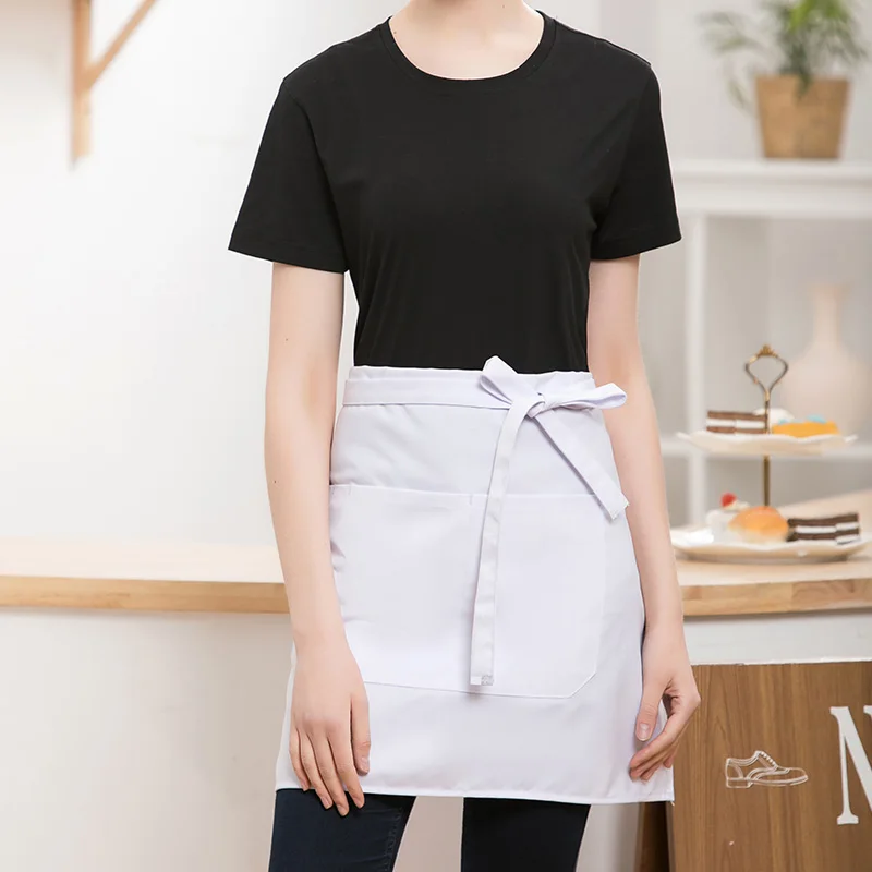 1 Piece Half Apron for Kitchen Short Apron Unisex for Restaurant Café Work Comfortable Fit Bib Style in Multiple Colors