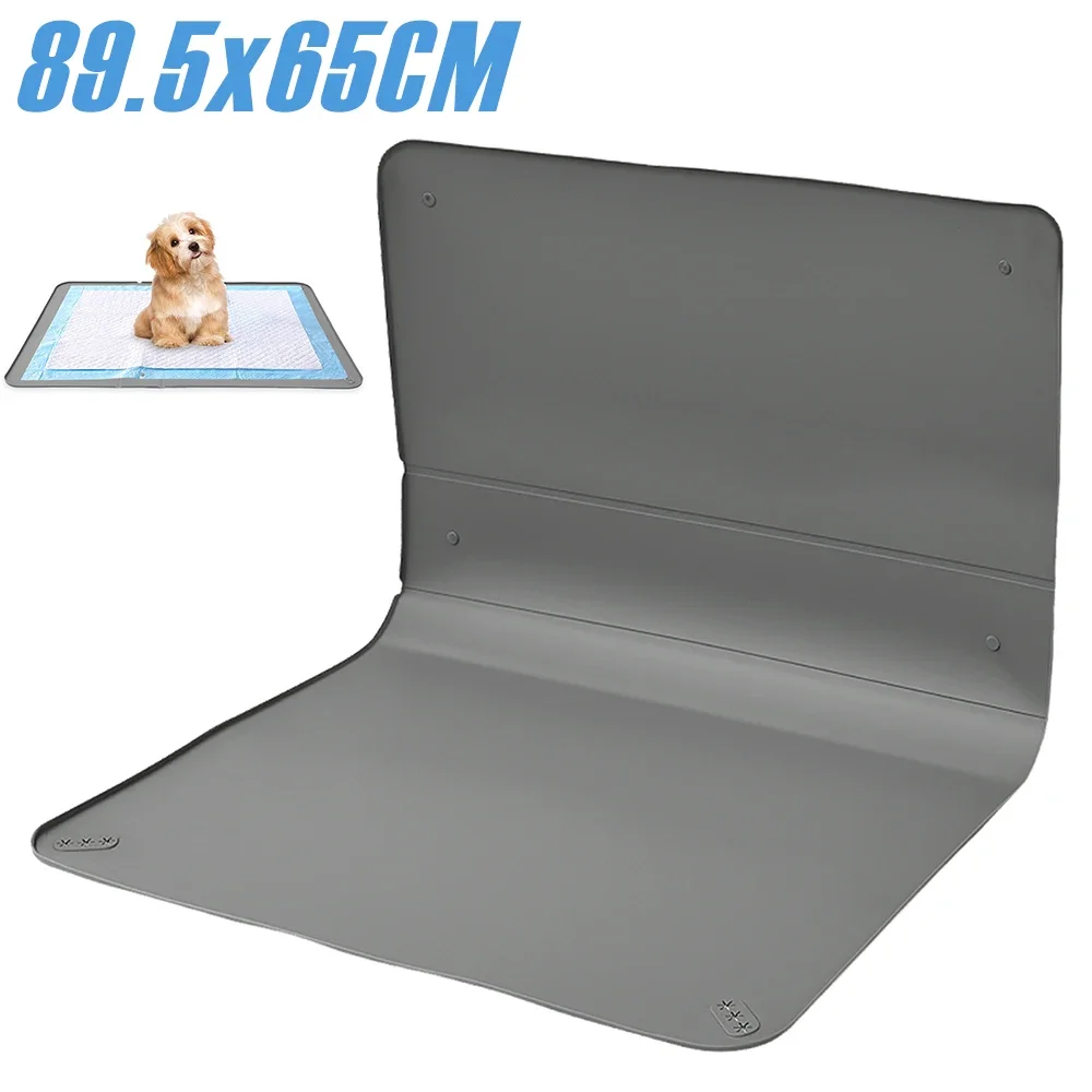 

Складной нескользящий держатель для мочи 89,5x65 см, силиконовый держатель для мочи для собак с защелкой и приподнятым краем, коврик для кормления домашних животных, товары для домашних животных