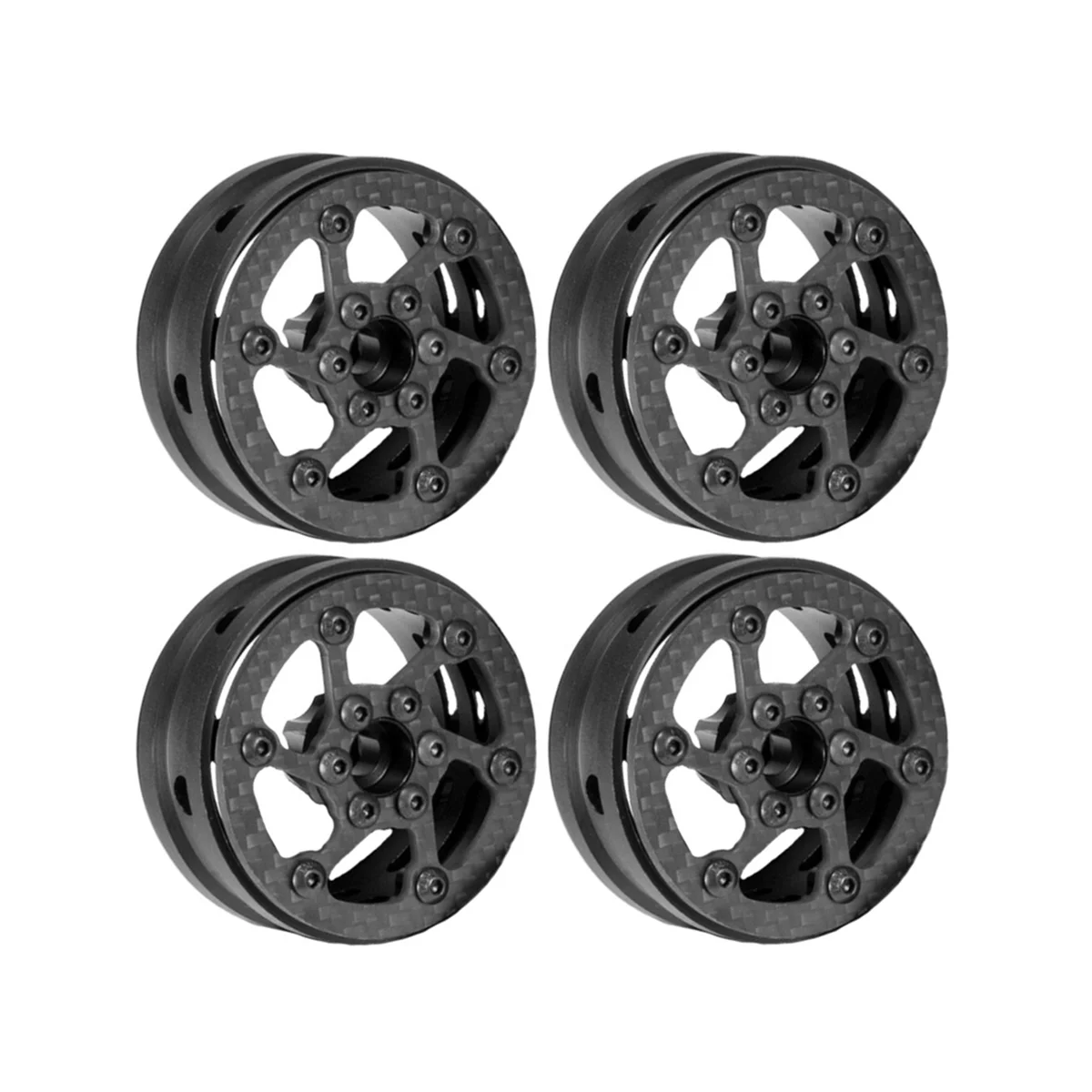 

4Pcs Carbon Fiber 1.9inch Beadlock Wheel Rim Hub for 1/10 RC Crawler Car Axial SCX10 Traxxas TRX4 RC4WD D90 MST VS4-10,A