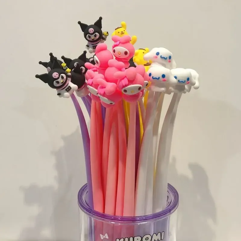 48pcs Sanrio Cartoon Gel Pen Silicone Decompression Shaker Kuromi Melody Cinnamoroll Wholesale Stationery