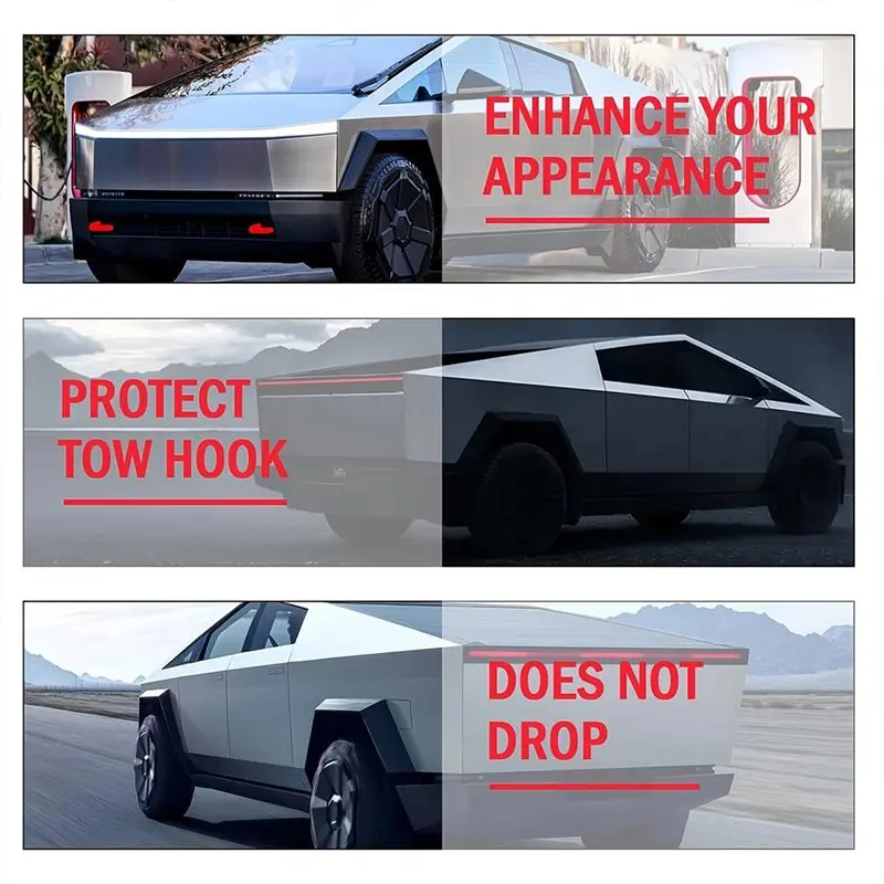 غطاء خطاف السحب الأحمر مناسب لملحقات خطاف السحب الأمامي Tesla Cybertruck 2024 2025 #5