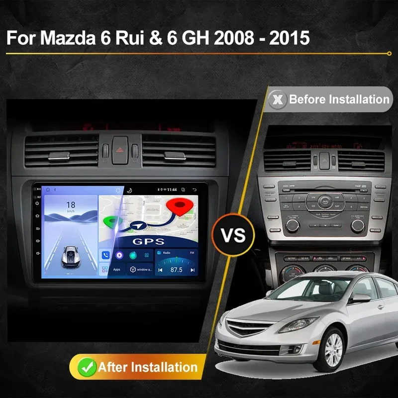For Mazda 6 Rui Wing GH 2008 - 2015 Car Radio Android Automotive Multimedia Player GPS Navigaion Carplay Screen Auto Stereo
