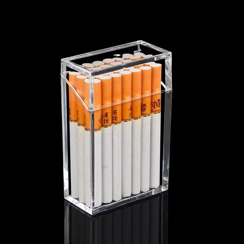 

New Transparent Cigarette Case Box Holder Container Lighter Cigarette Box Portable Cigarette Storage Box Smoking Accessories