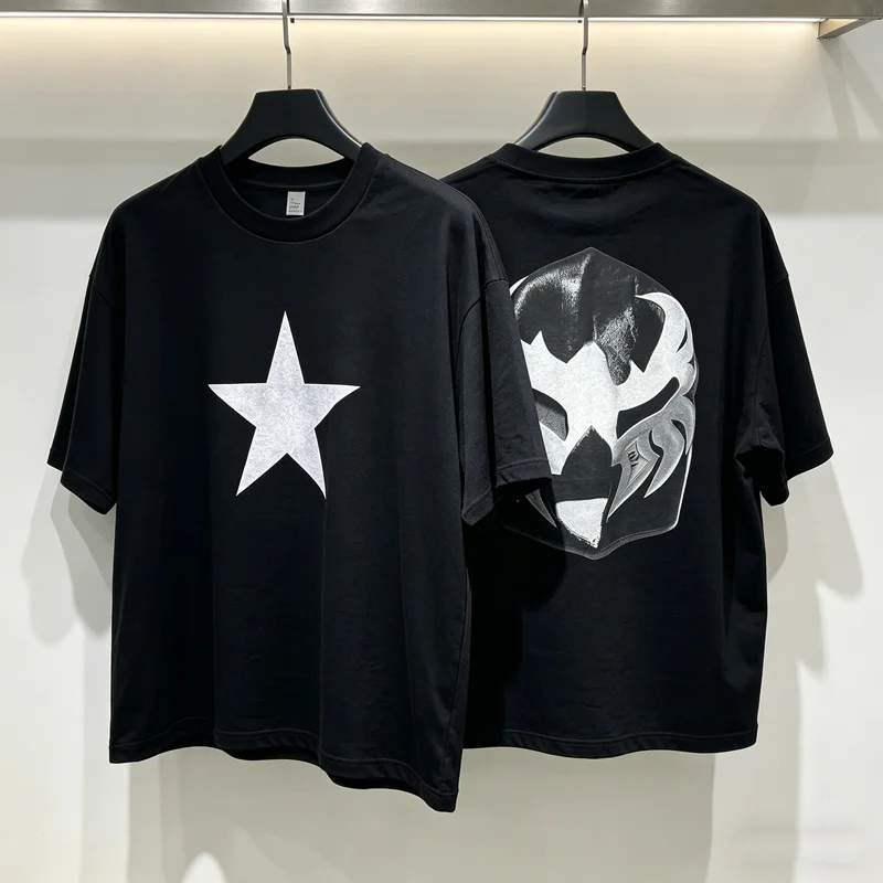 2026 Yzy Short Sleeve Chest Five-pointed Star Print T Shirt Men Women Kanye West Bully LS-07 YE LIVE T-shirt Black Mask Tops Tee