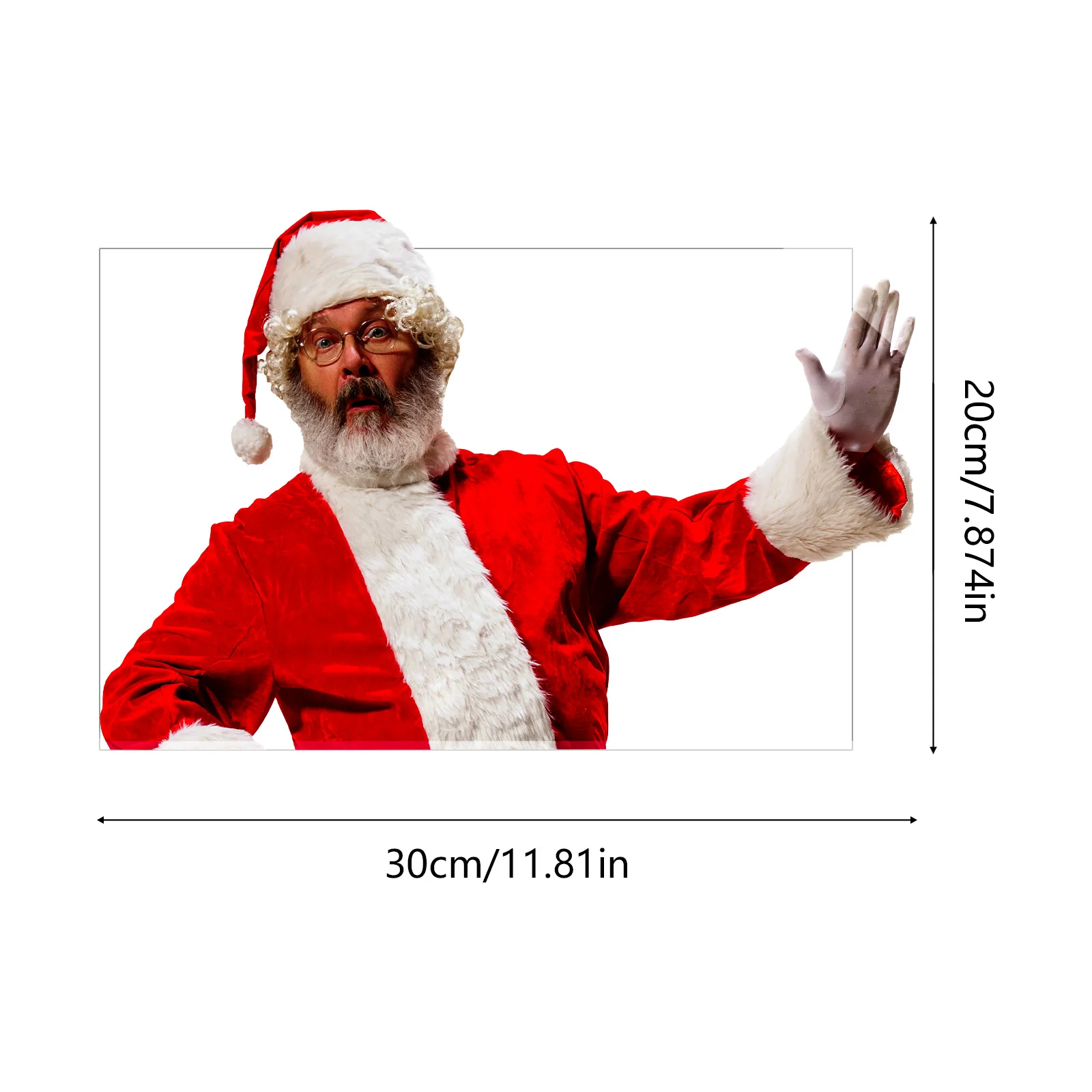 Santa Claus semi transparent Christmas car rear window sticker, PVC self-adhesive gesture Santa Claus fun car sticker,