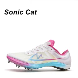 Sonic Cat Spikes Shoes Full Carbon Plate Running Shoes Professional Track Field Sprint Training Shoes Triple Jump Nail Sneakers