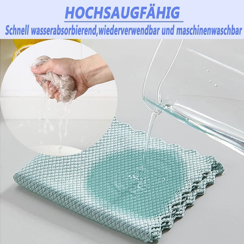 Scale Microfibre Cloths, Super Absorbent Wavy Fish Scale Cloths Without Marks, For Cleaning The Kitchen,Glass,12 Pieces