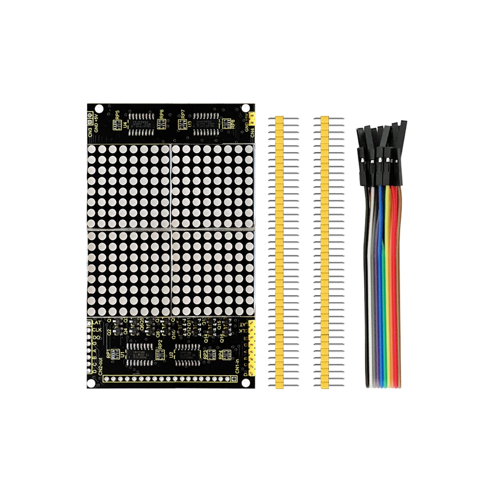 Keyestudio 16*16 Dot Matrix+2pcs Pin Header+ Dupont Line For Arduino UNO Projects Compatible with 12864 Interface