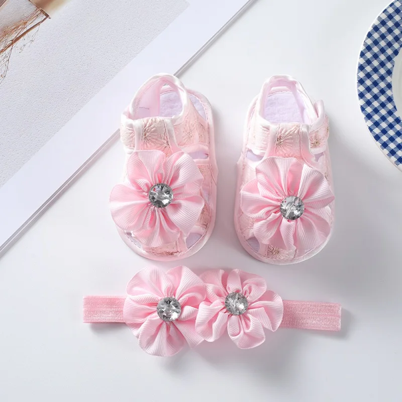 Baby Flower Zircon Decorated Princess Shoes Newborn Baby Toddler Shoes 0-1 Year Old Summer Baby Sandals Garden Shoes