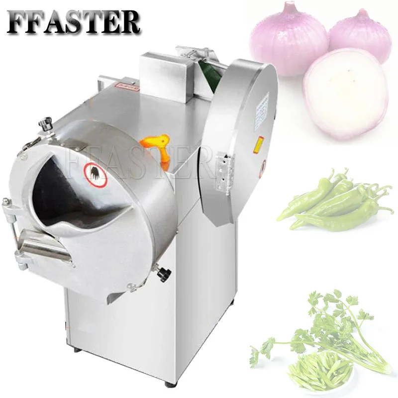 Double Head Fruit and Vegetable Cutting Machine Electric Onion Cutter Automatic Spinach Parsley Lettuce Cutter Chopper Slicer