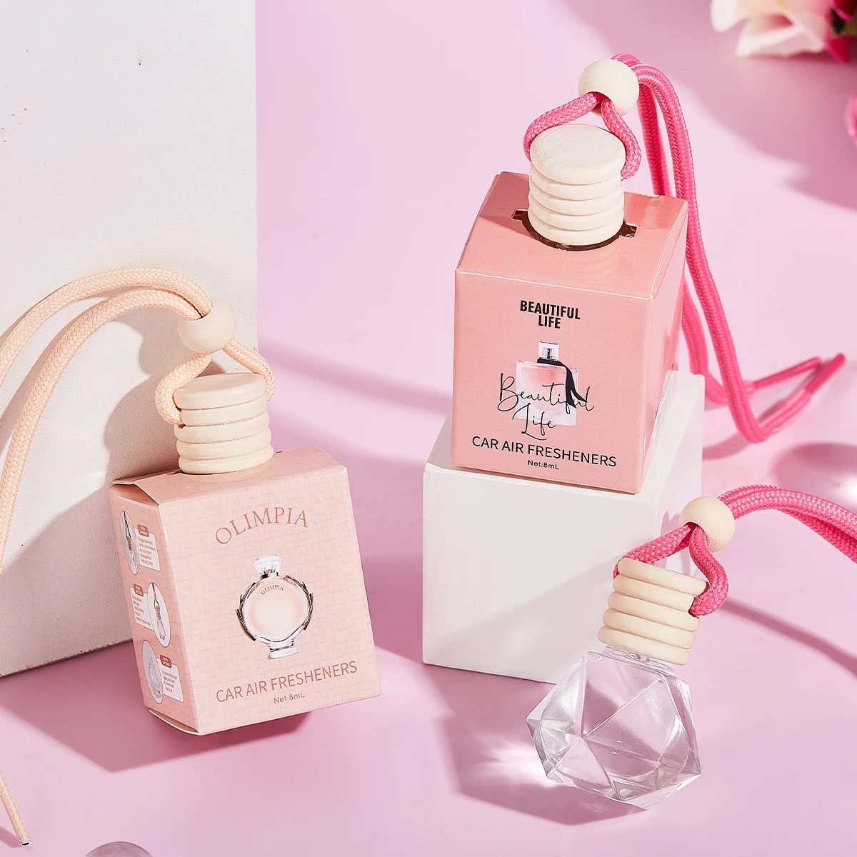 Pink car fragrance car interior accessories, perfume pendant car supplies, fresh air car fragrance image 3
