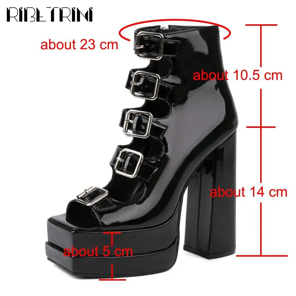 Big Size 48 Female High Heel Sandals Zip Buckle Peep Toe Platform Sandals Woman 2023 Design Cool Fashion Dress Casual Rome Shoes