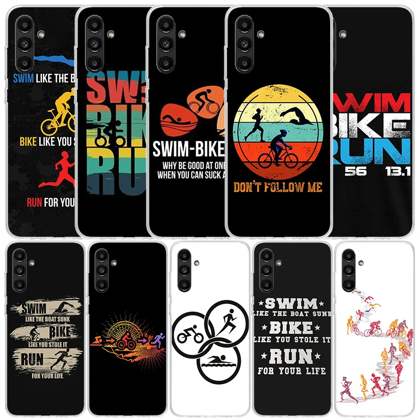 Triathlon Swim Bike Run Cover for Samsung Galaxy A17 A37 A57 A16 A26 A36 A56 A15 A14 A55 Phone Case A13 A53 A25 A35 A24 A34 A23
