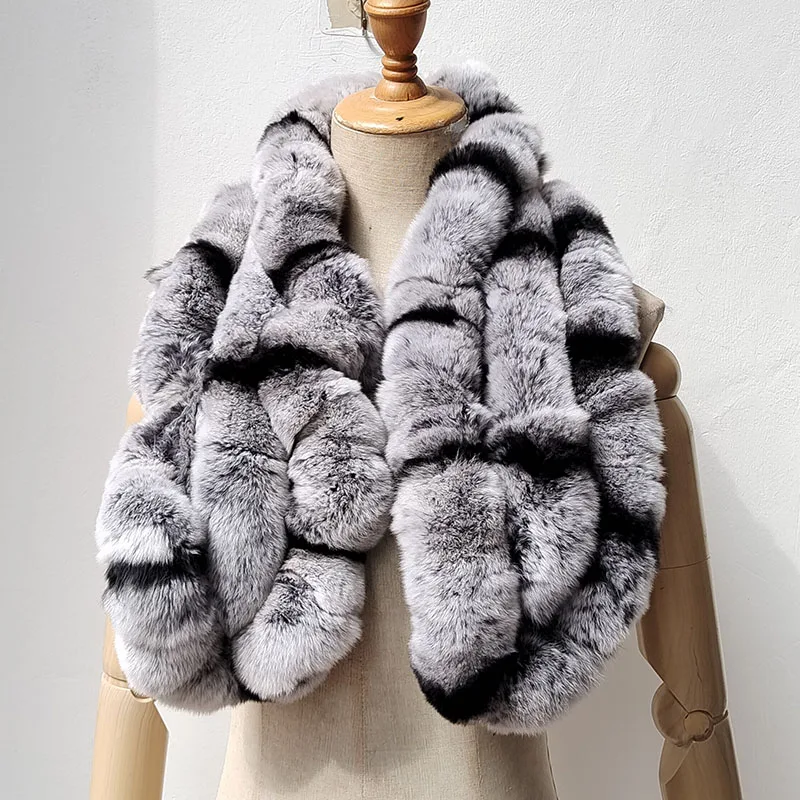 النساء الشتاء سميكة ريال ريكس الأرنب الفراء وشاح فاخر دافئ جودة عالية السيدات حقيقية الفراء والأوشحة رقيق لينة الرقبة أدفأ #5