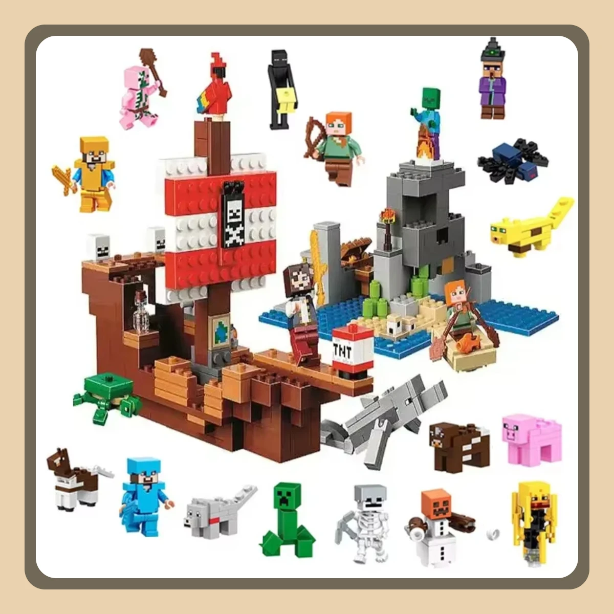 

My World Pirate Ship AdventureVillage Building Block toy Birthday gift for Boys