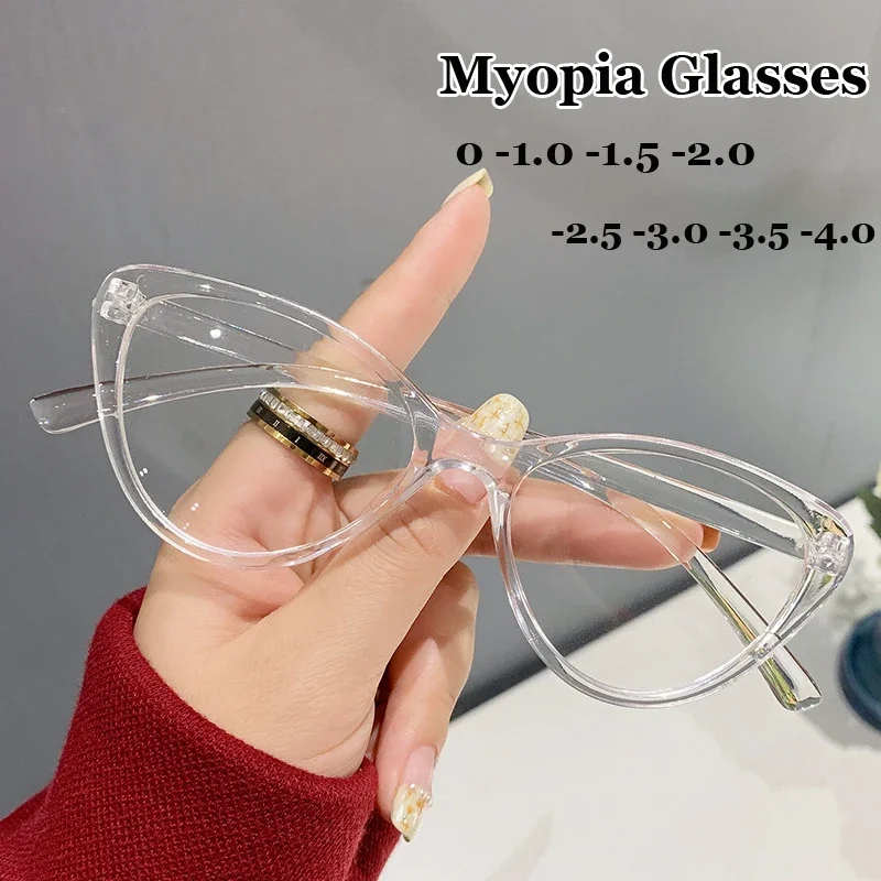 

Ladies Cat Eye Myopia Glasses Anti Blue Light Blocking Computer Minus Eyeglasses Finished Men Optical Near Sight Eyewear Diopter