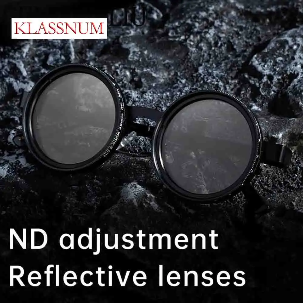 

KLASSNUM ND Adjustable Zoom Sunglasses Retro Men Round Fashion Steampunk Glasses Driving Fishing Polarization Shades UV400