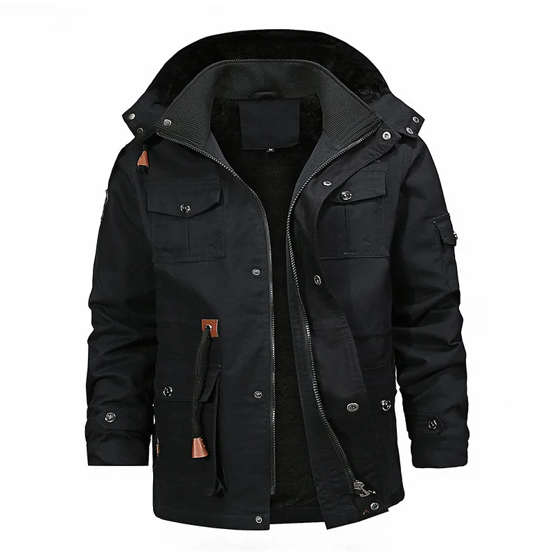 

Casual Men's Hooded Fleece Jacket Thickened Embroidered Large-Sized Cotton Washed Top for Autumn Winter 2025