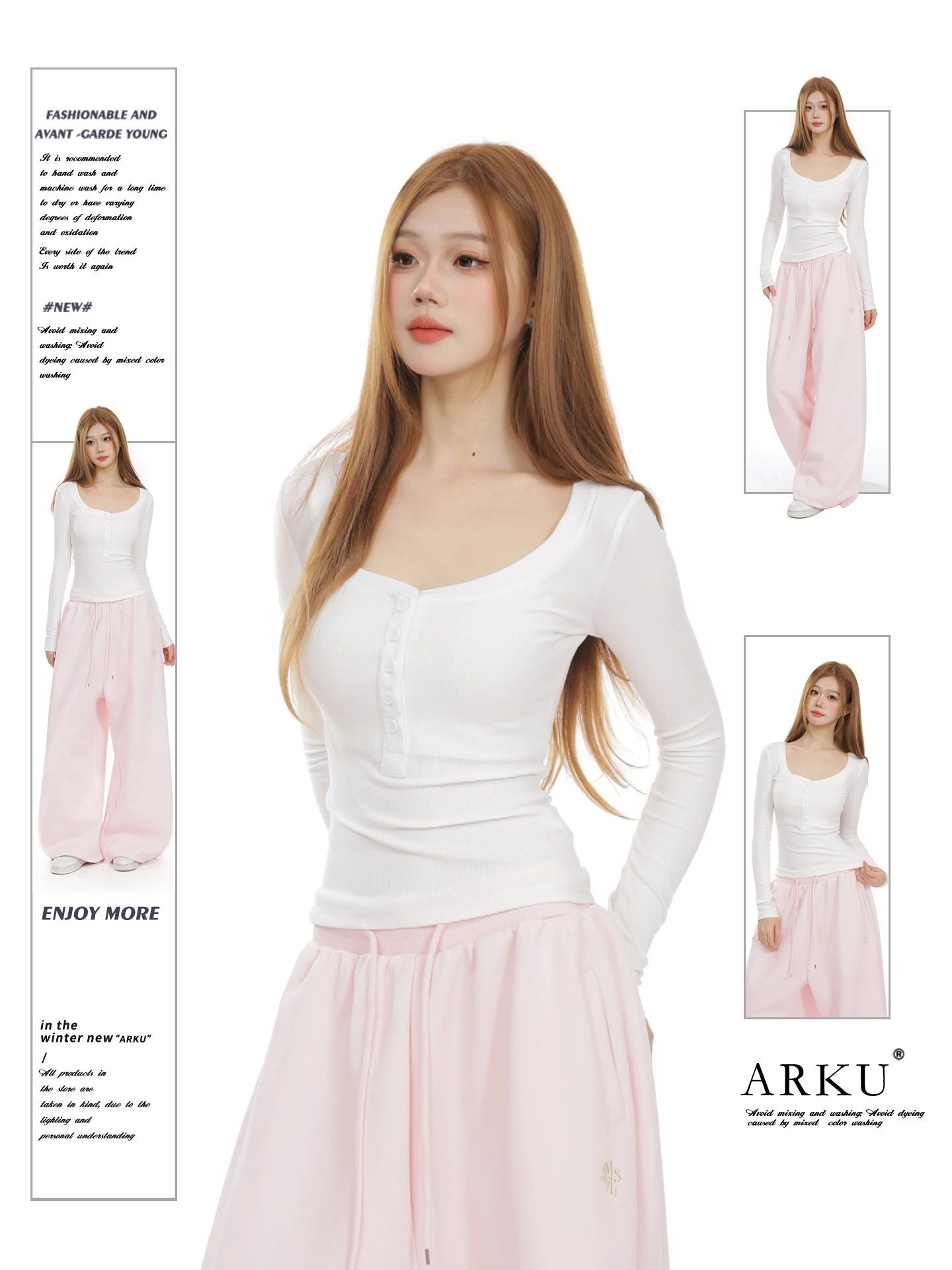 

Женская приталенная футболка с длинным рукавом в повседневном стиле, с одной пуговицей, универсальная базовая рубашка-топ от ARKU