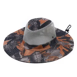 Mesh Fishing Caps Ventilate Camouflage Sunscreen Hat UV Protection Wide Brim Cap for Hunting Hiking Fishing Beach