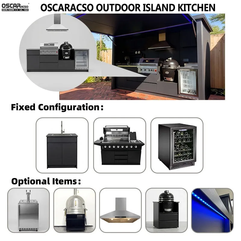 【Hot Sale】Outdoor Modular Stainless Steel Kitchen Cabinet With Gas Stove Patio Garden Picnic Outdoor Kitchen