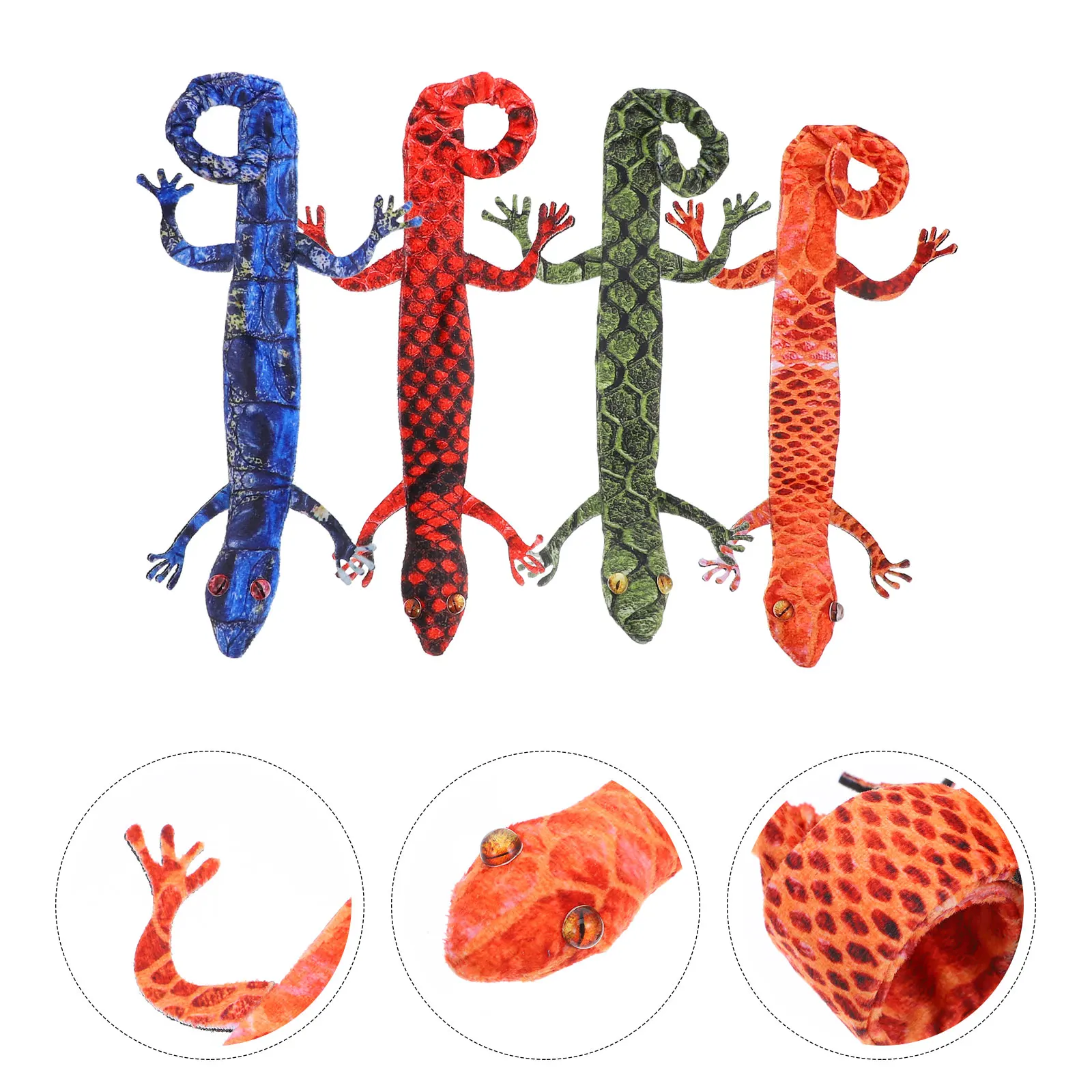 4pcs Gecko สร้อยข้อมือ Lizard Slap สร้อยข้อมือเด็กเหล็กโพลีเอสเตอร์ฮาโลวีน Jungle Theme Snap สายรัดข้อมือสําหรับเด็ก