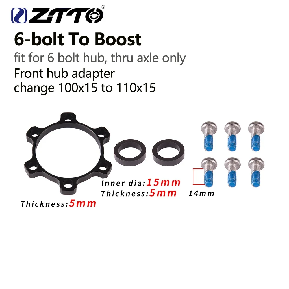 ZTTO Bicycle Hub Spacer 6-bolt to Boost Hub Adapter Change 15x100 to 15x110 12x142 to 12x148 15mm 12mm Thru Axle Washer