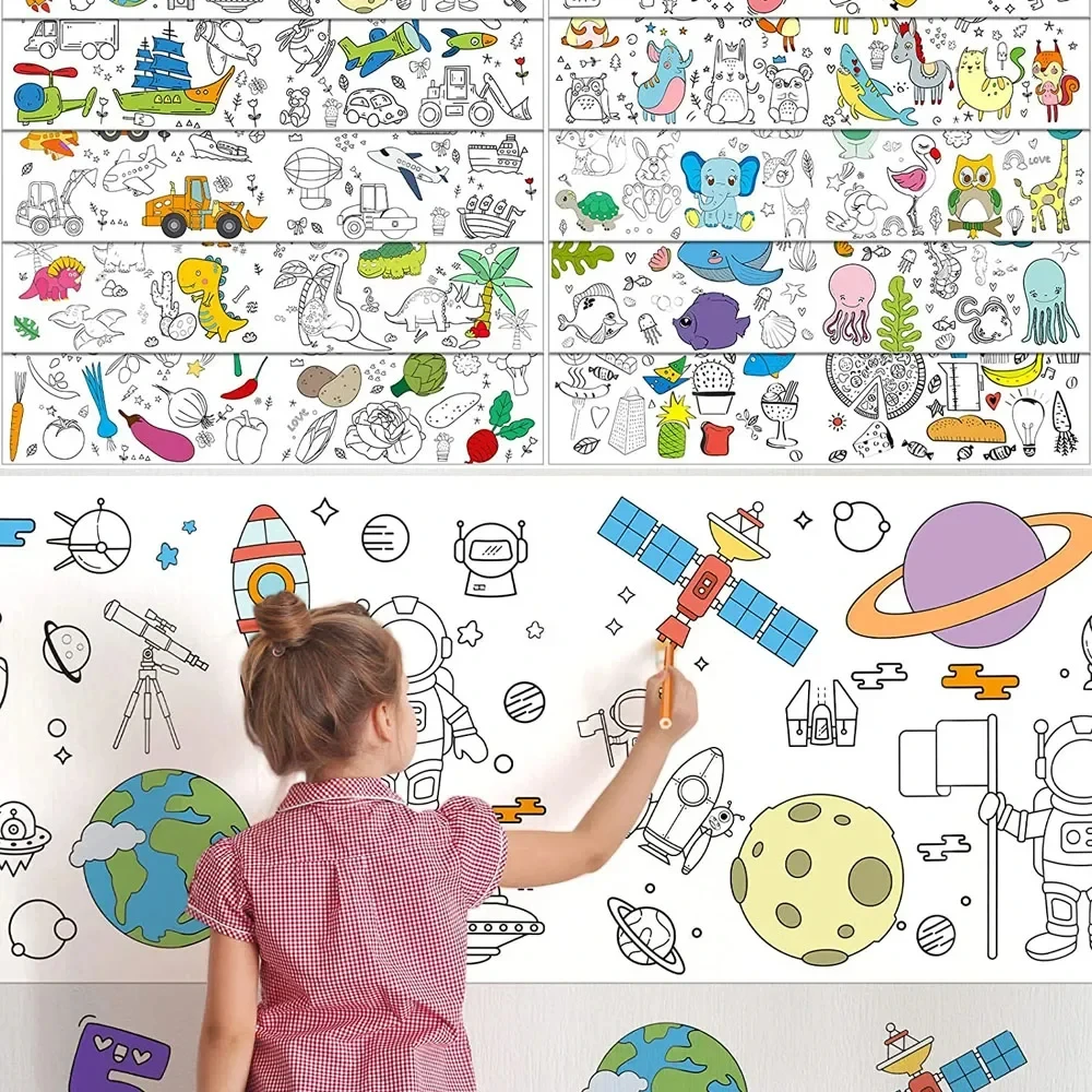 Kids Coloring Drawing Paper Roll for Kids Children\'s Drawing Roll Drawing on Wall Floor DIY Painting Color Filling Paper