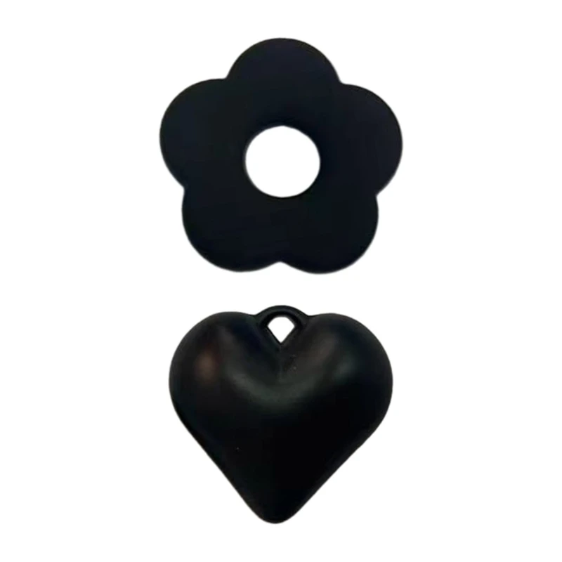 Y1UB Black Flower Sweet Heart Pendant for DIY Keychain Necklace Jewelry Making